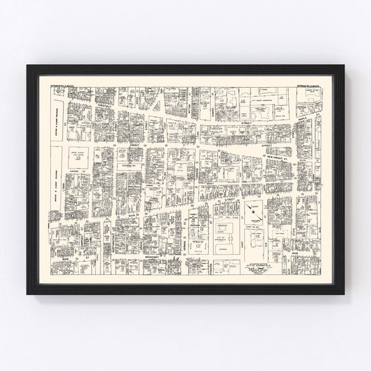 vintage map of Springfield, Massachusetts business section, 1946