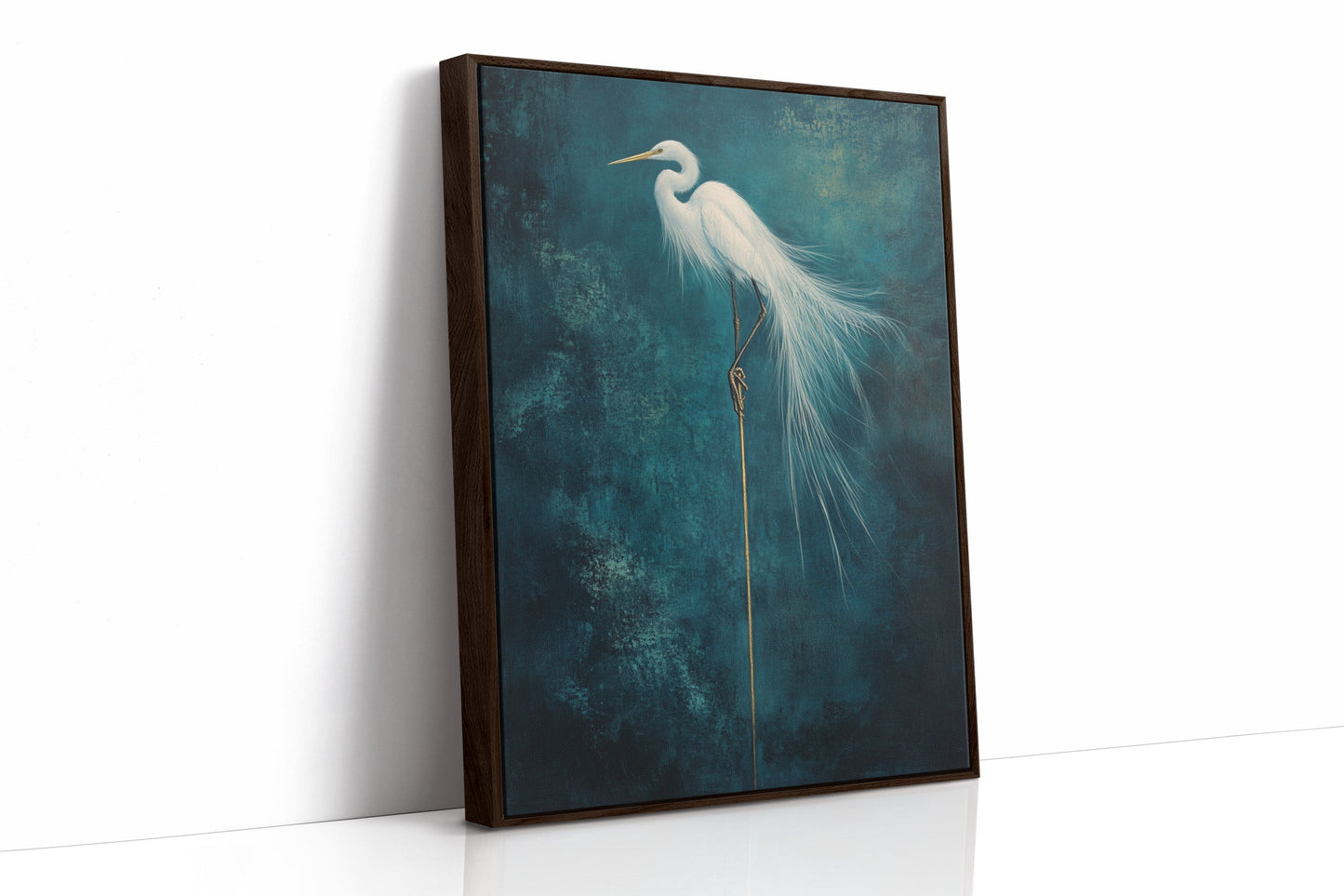 White Egret Wall Art - Minimalist Coastal Bird Print