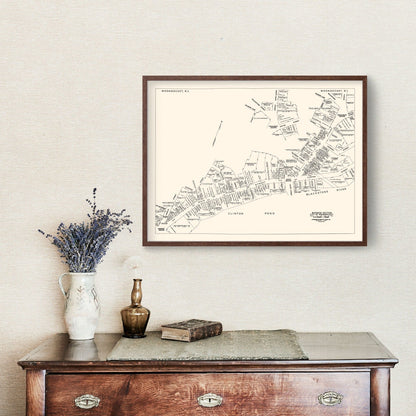 Vintage Map of Woonsocket, Rhode Island Business Section 1946