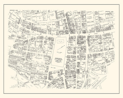 Vintage Map of Worcester, Massachusetts Business Section, 1946