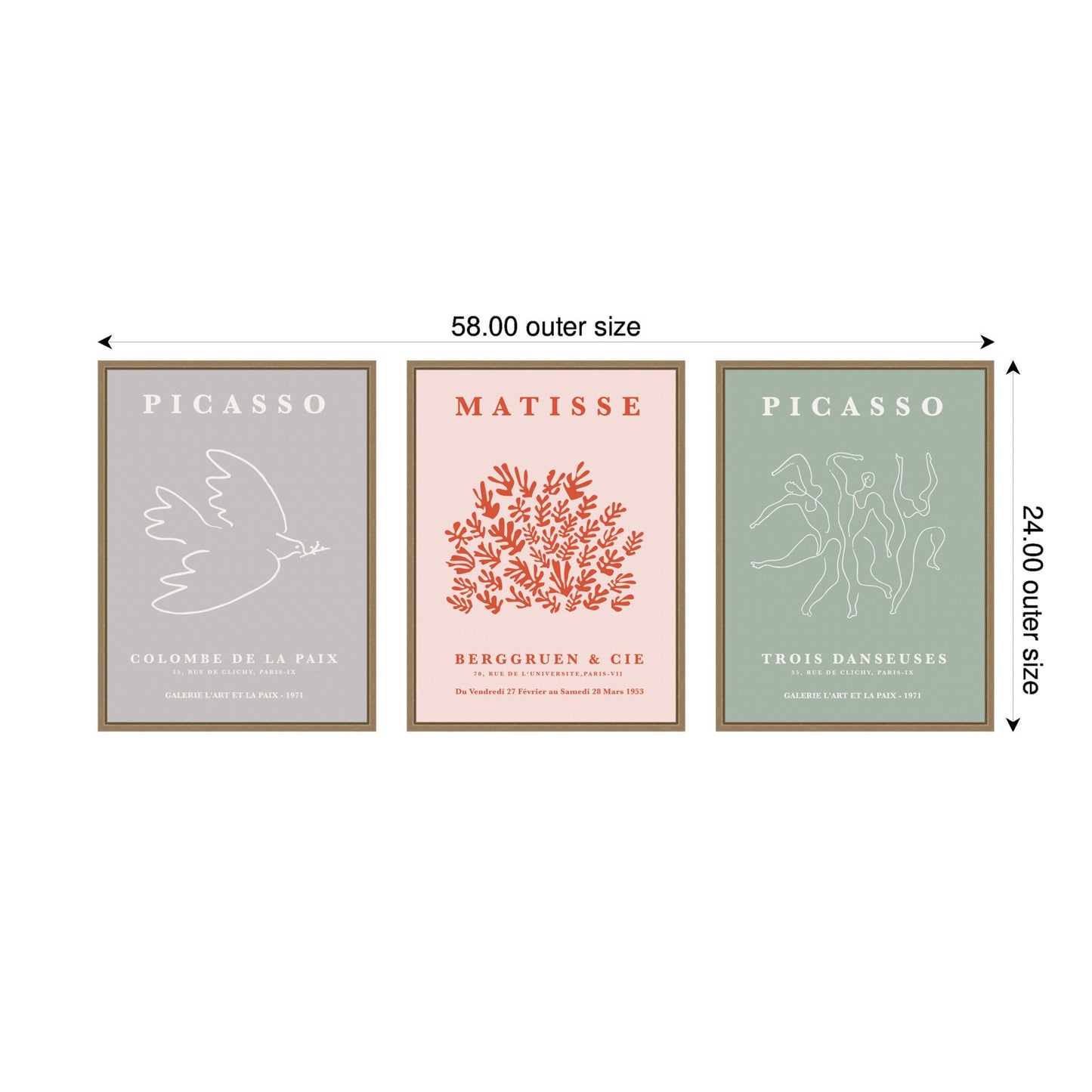 Abstract Bird and Dance 3 Piece Framed Canvas Art Set