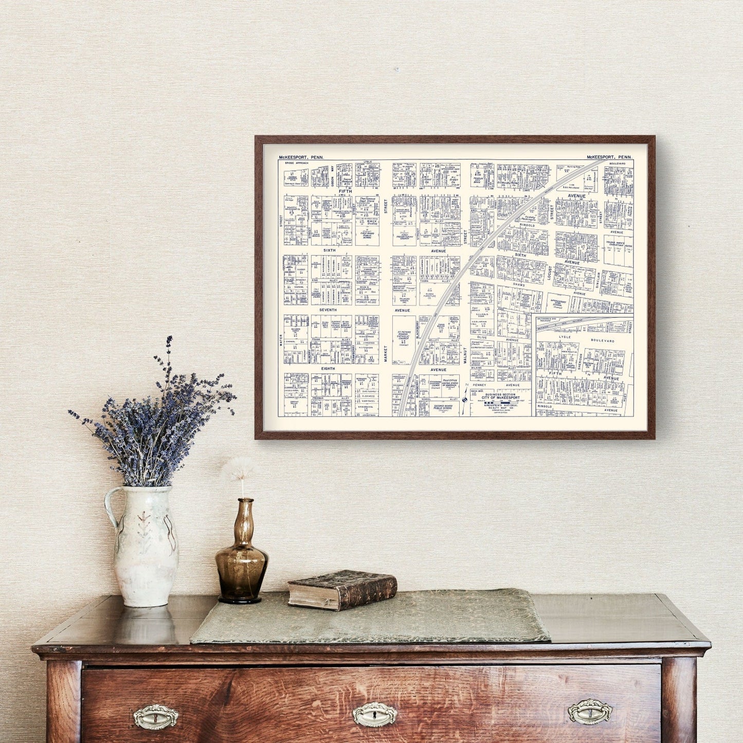 Vintage Map of McKeesport, Pennsylvania Business Section, 1950