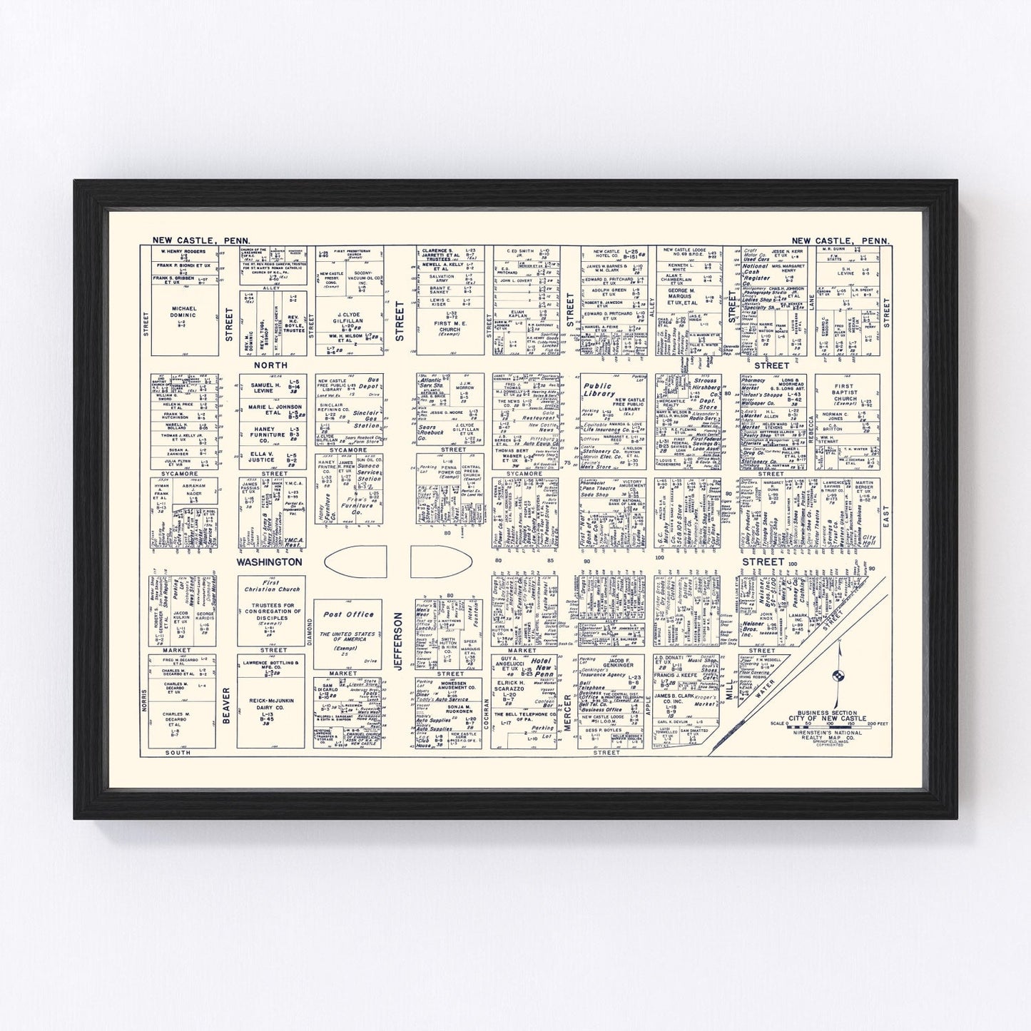 Vintage map of New Castle, Pennsylvania, 1950