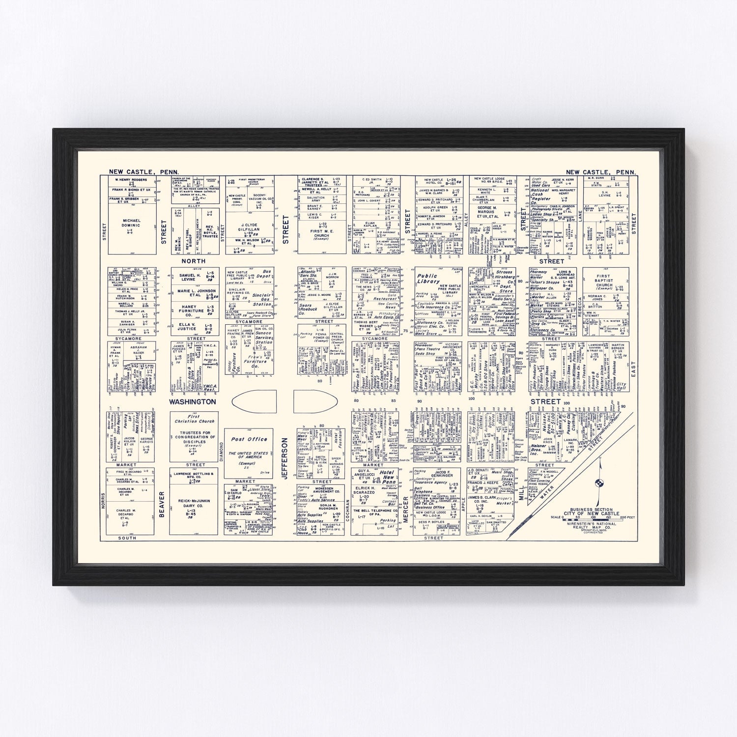 Vintage map of New Castle, Pennsylvania, 1950