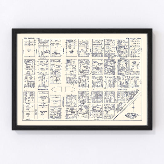 Vintage map of New Castle, Pennsylvania, 1950