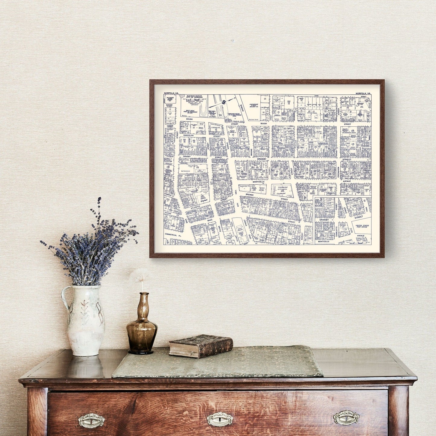 Vintage Map of Norfolk, Virginia, 1950