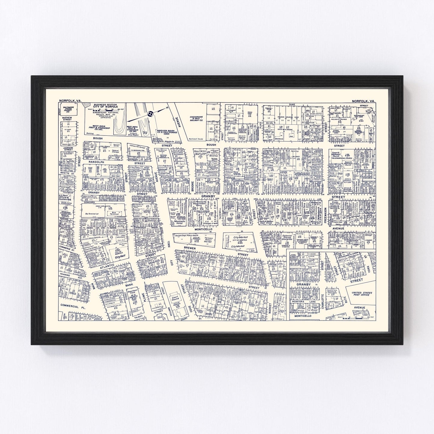 vintage map of Norfolk, Virginia, 1950