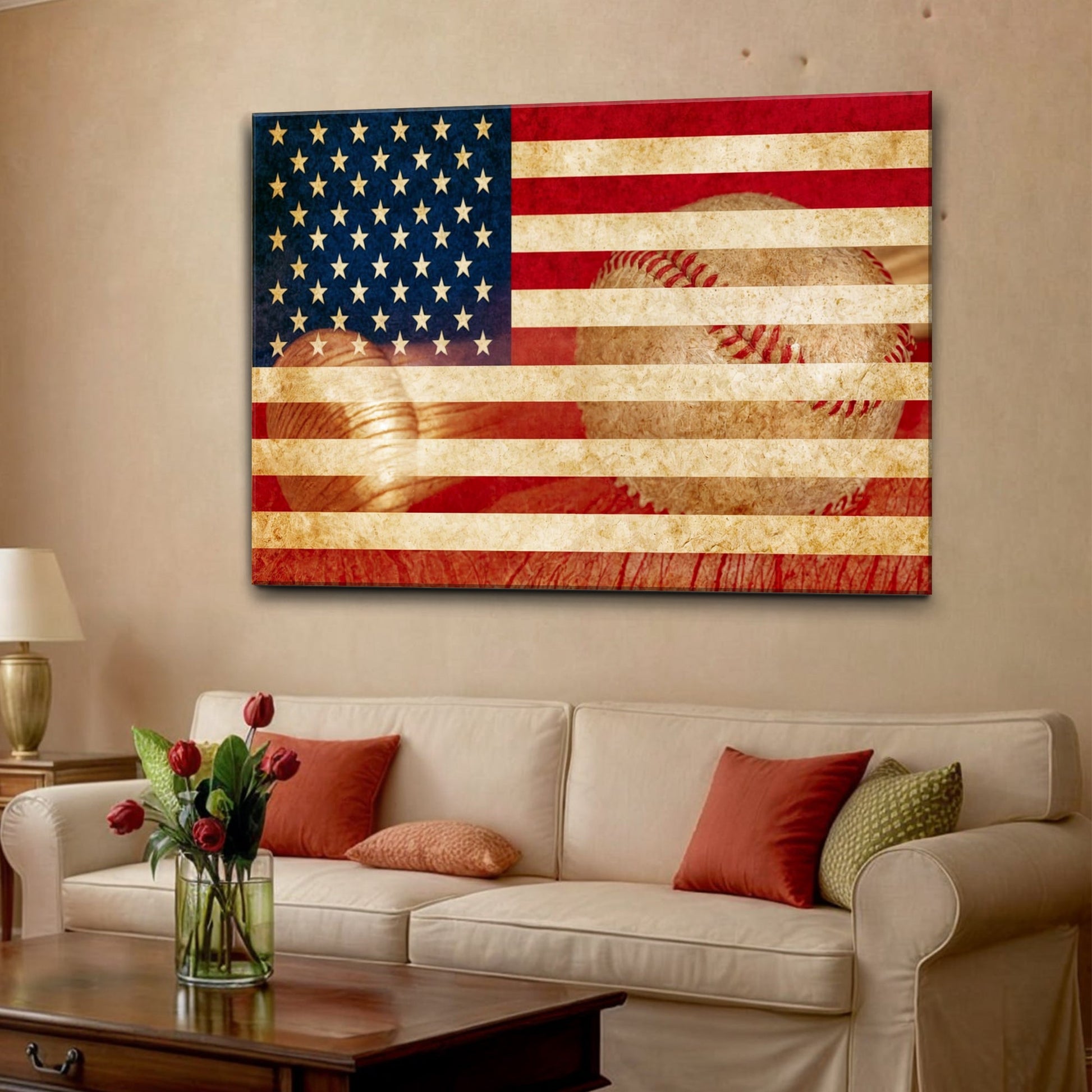 American pastime baseball canvas wall art