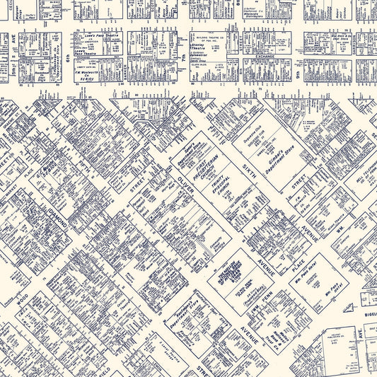 Vintage Map of Pittsburgh, Pennsylvania Business Section, 1950