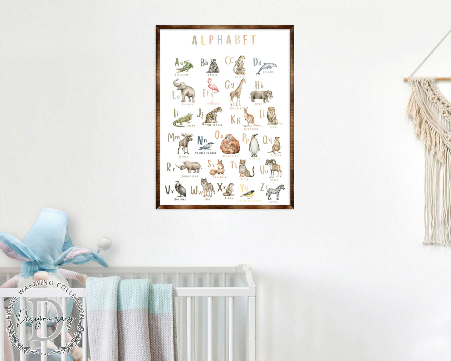 Animal Alphabet Wooden Kids Room Wall Art
