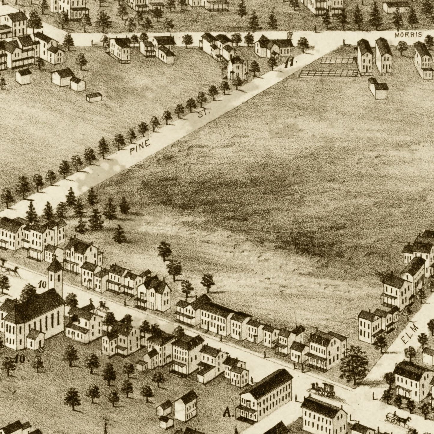 Vintage Map of Morristown, New Jersey, 1876