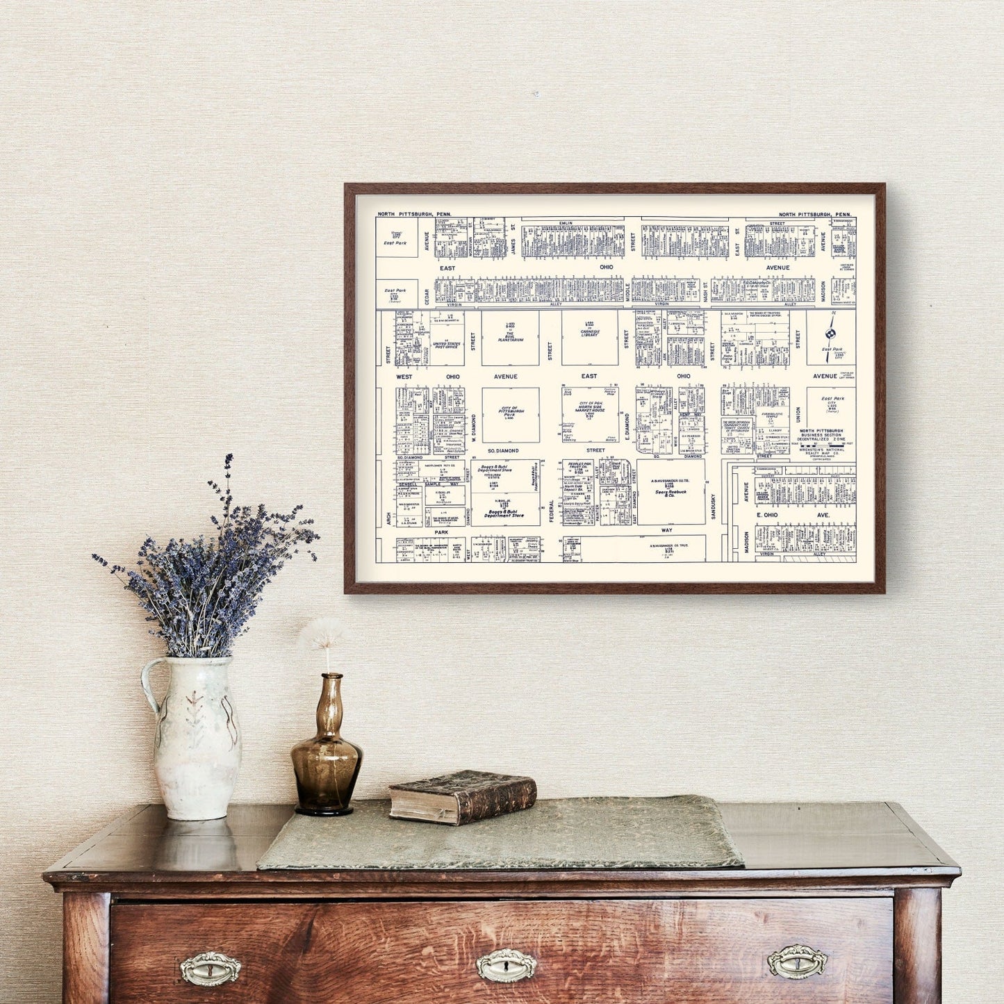 Vintage Map of North Pittsburgh, Pennsylvania, 1950