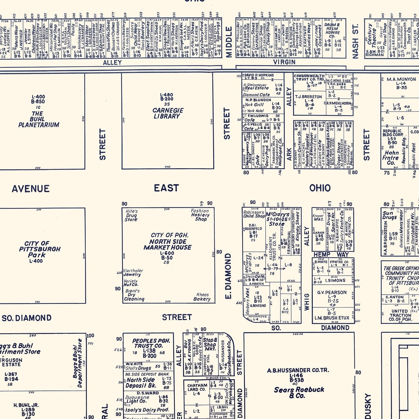 Vintage Map of North Pittsburgh, Pennsylvania, 1950