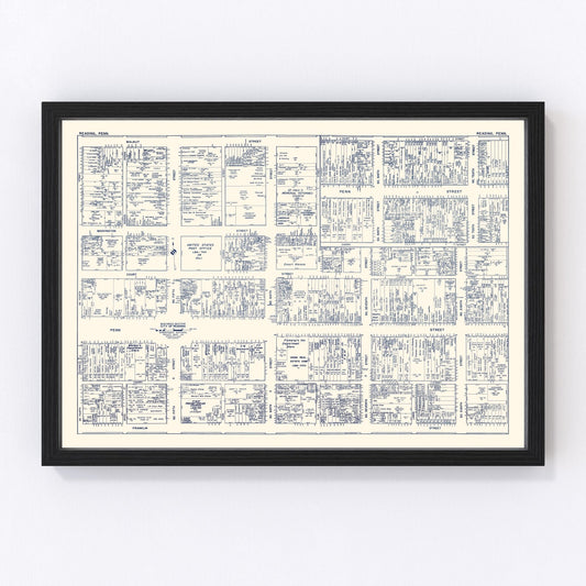 Vintage map of Reading, Pennsylvania business section, 1950