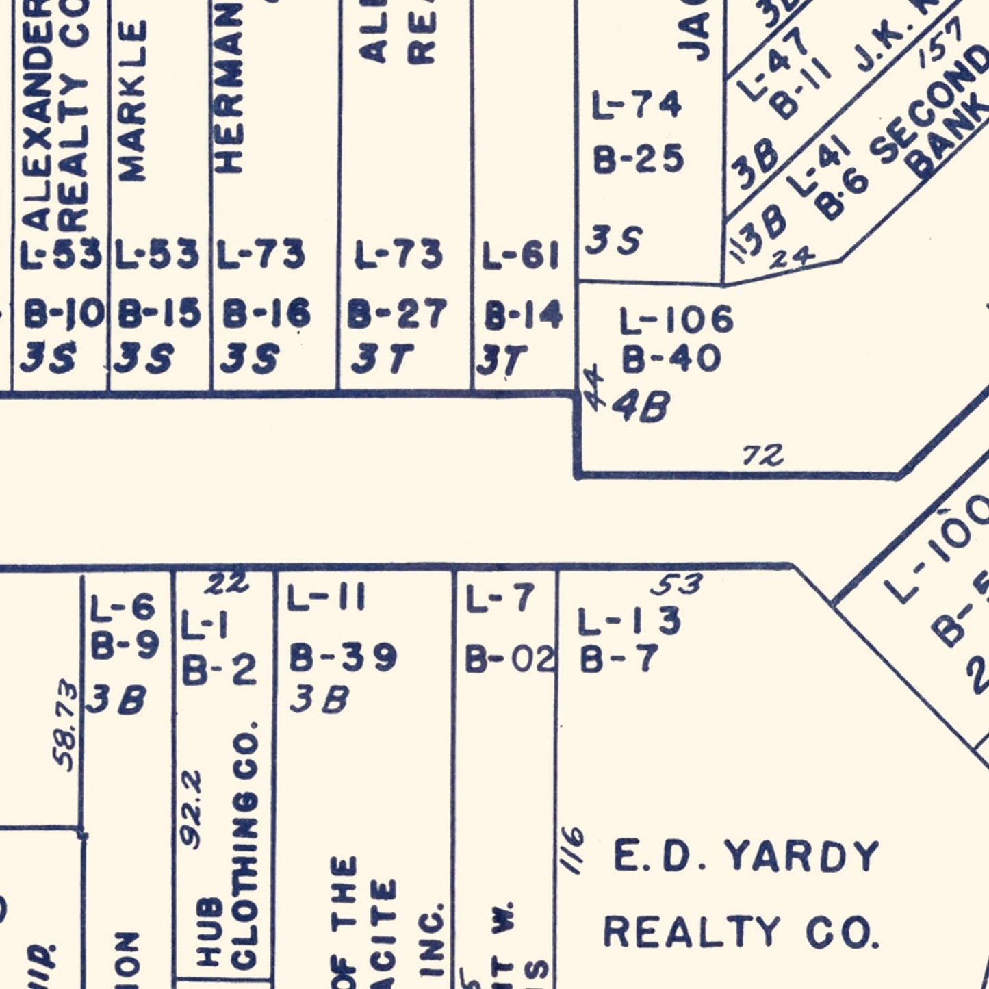 Vintage Map of Wilkes-Barre, Pennsylvania Business Section, 1950