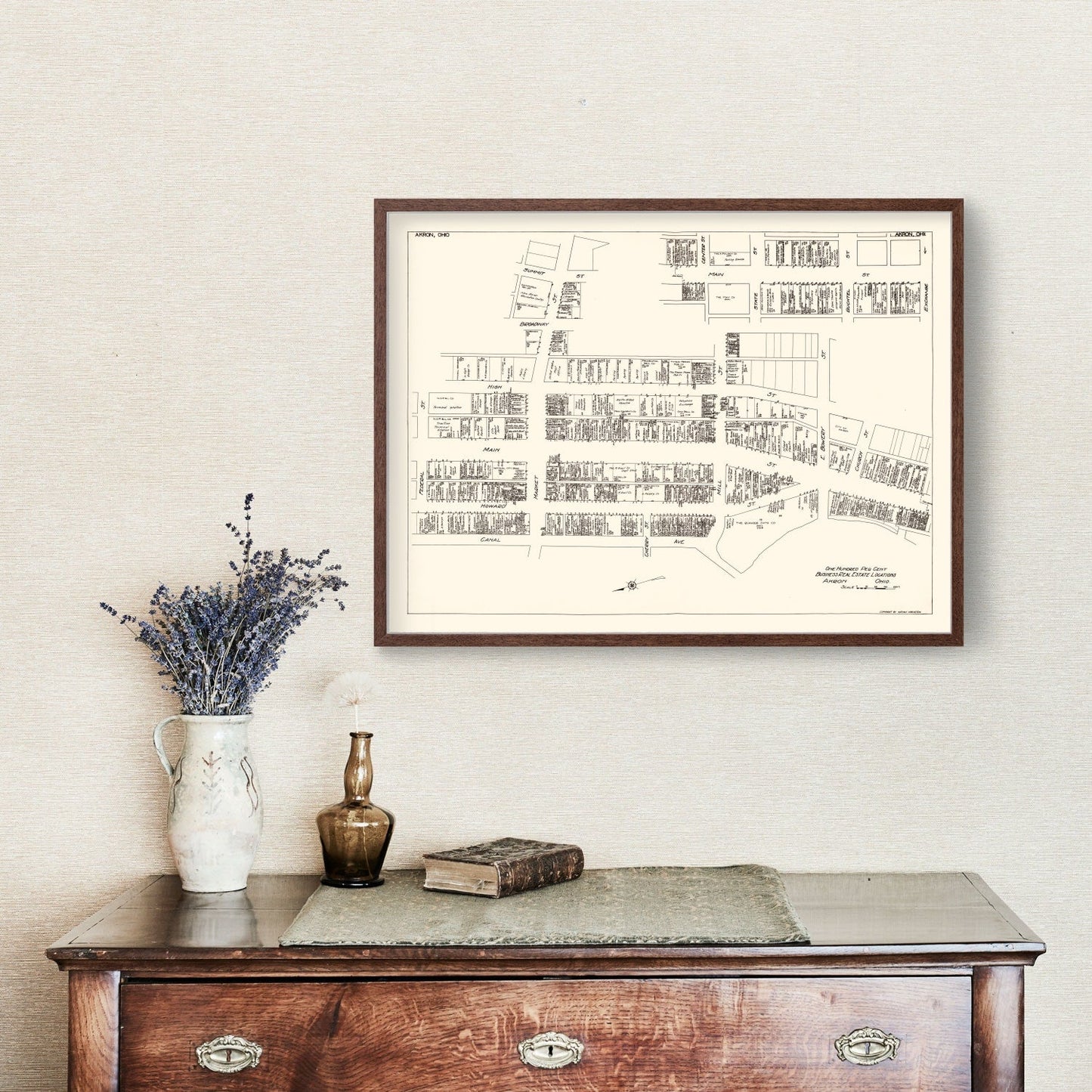 Vintage Map of Akron, OH Business Section, 1929