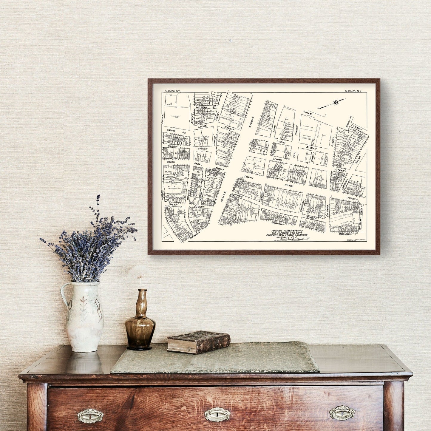 Vintage Map of Albany, NY Business Section, 1929