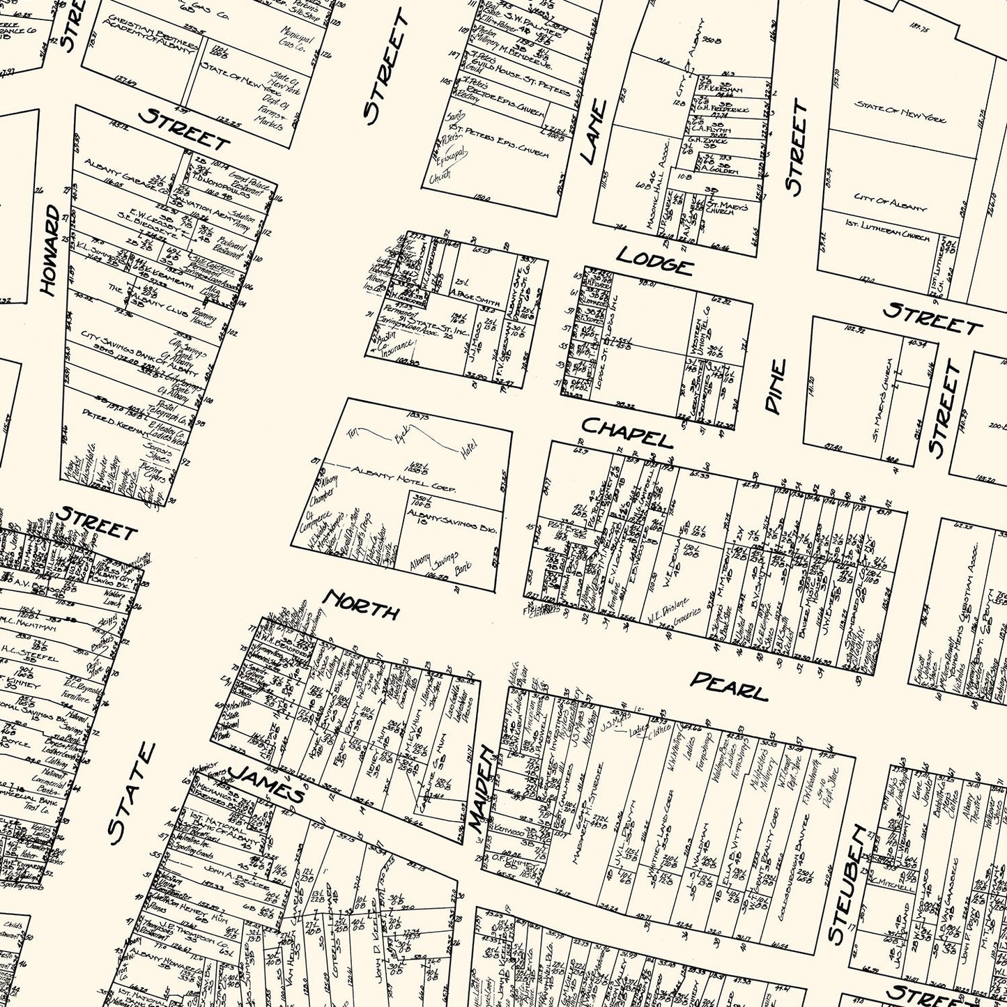 Vintage Map of Albany, NY Business Section, 1929