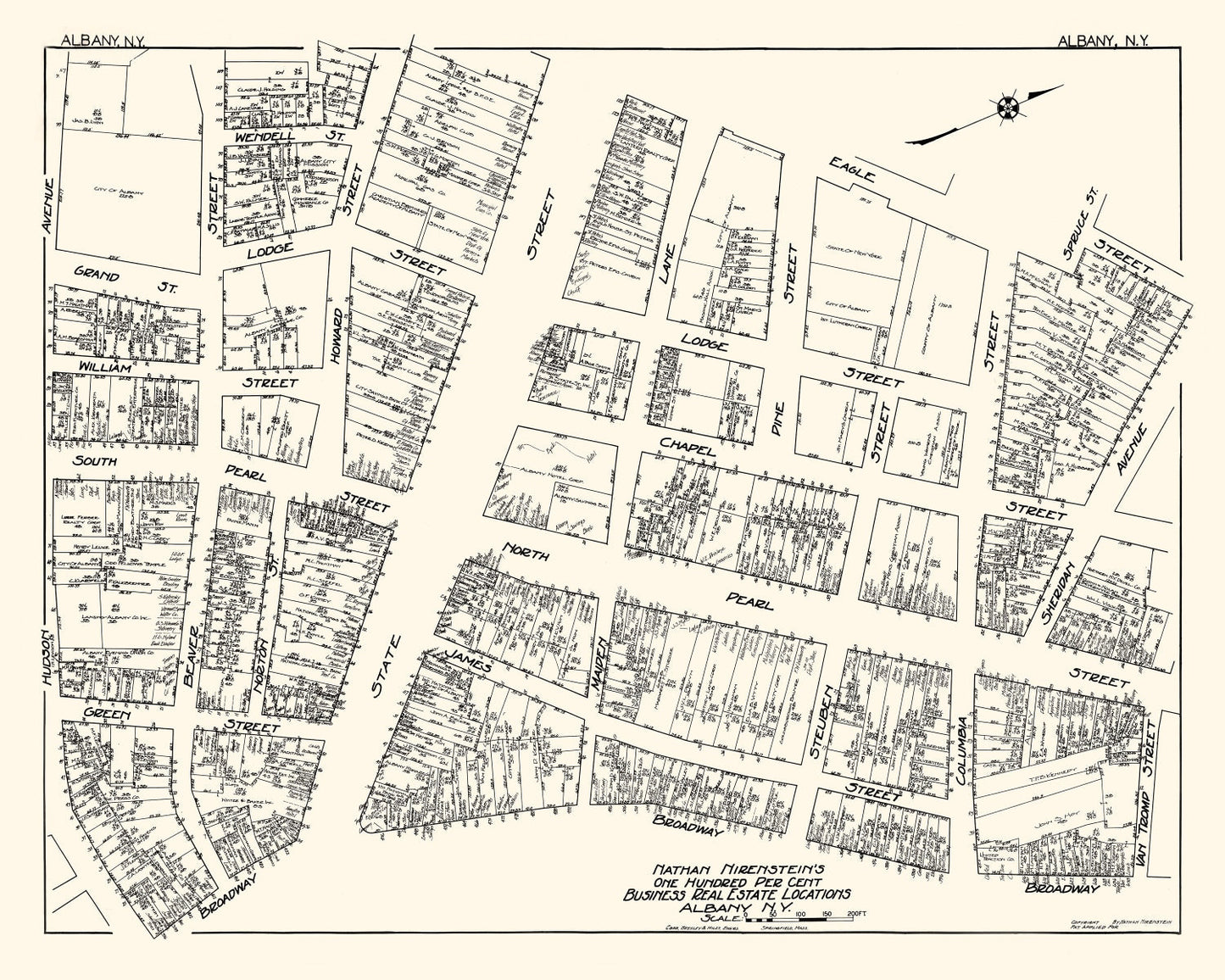 Vintage Map of Albany, NY Business Section, 1929