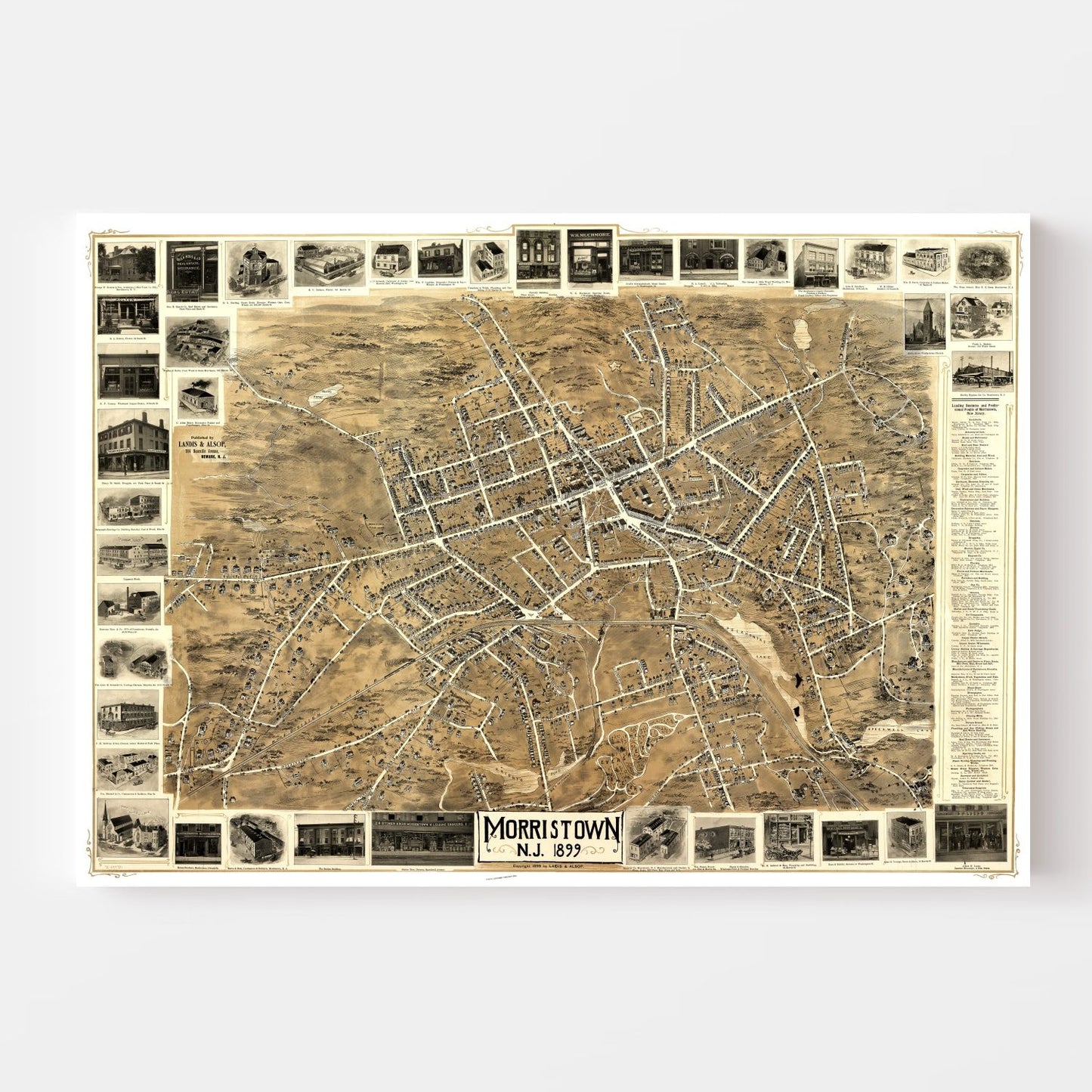 Vintage Map of Morristown, New Jersey, 1899