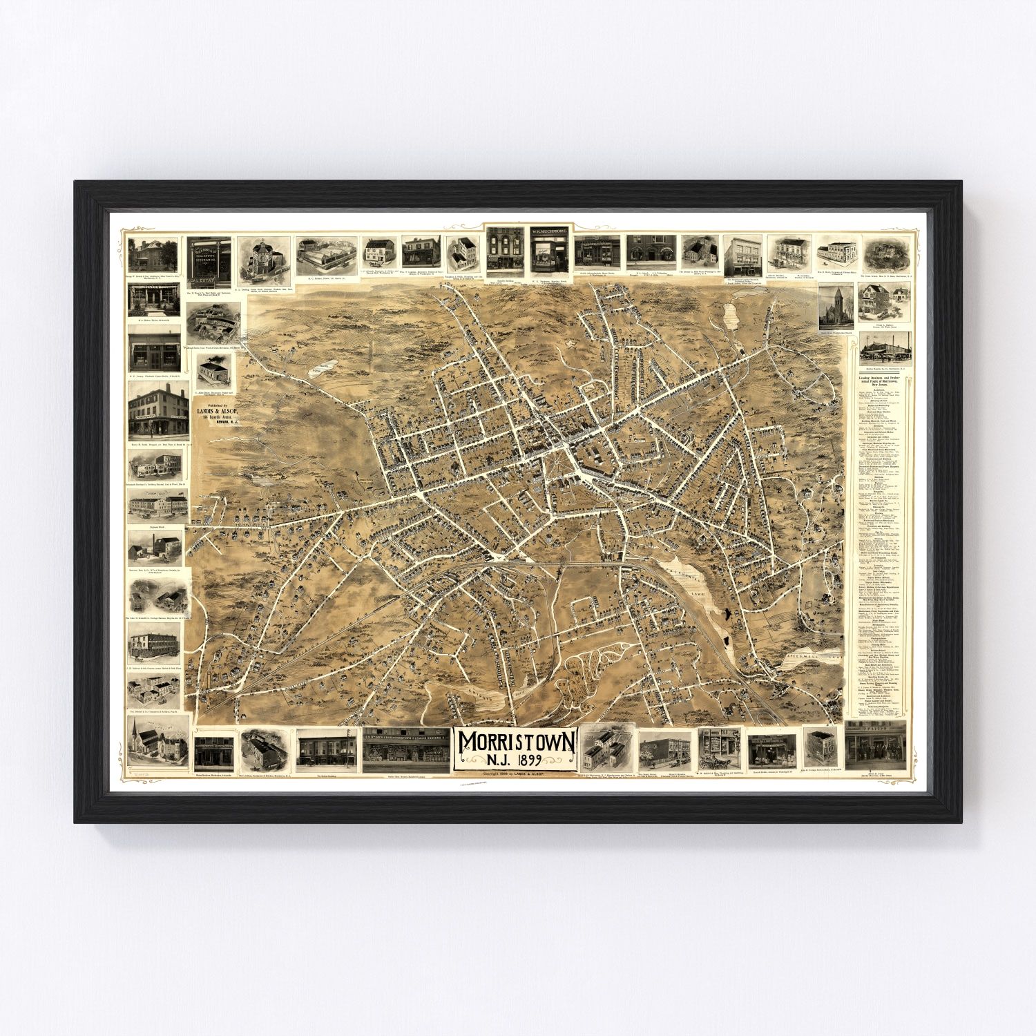 Vintage map of Morristown, Morris County, New Jersey, 1899