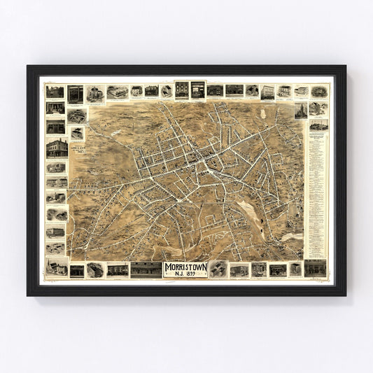 Vintage map of Morristown, Morris County, New Jersey, 1899
