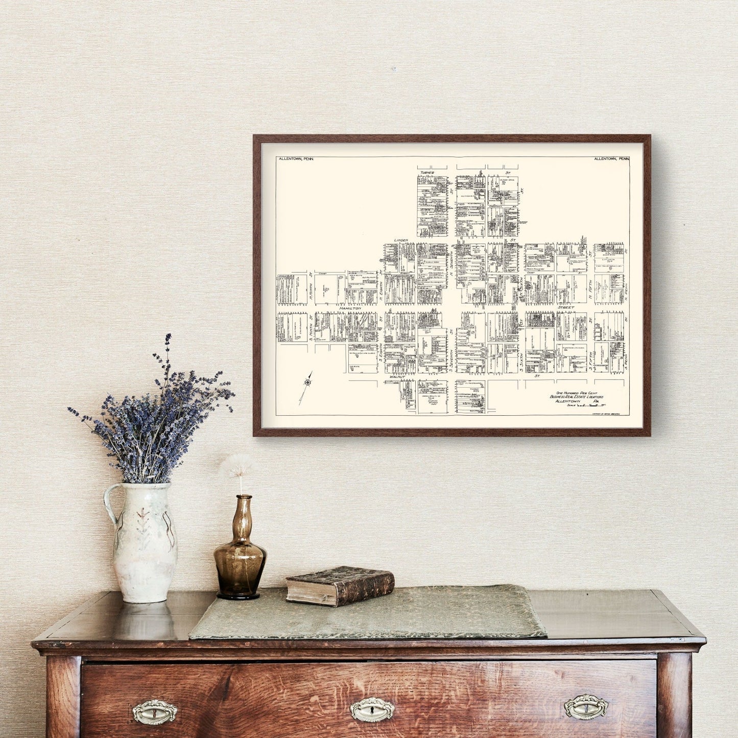 Vintage Map of the Allentown, Pennsylvania Business Section, 1929