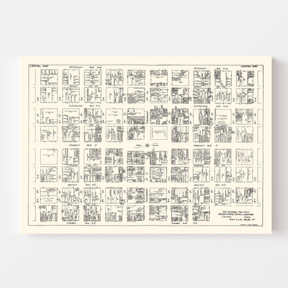 Vintage Map of Canton, Ohio Business Section, 1929