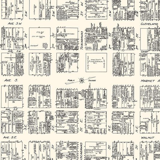 Vintage Map of Canton, Ohio Business Section, 1929