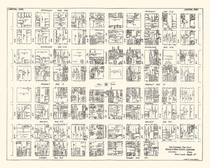 Vintage Map of Canton, Ohio Business Section, 1929