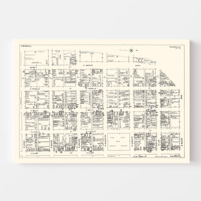 Vintage Map of Chicago Business District, 1929