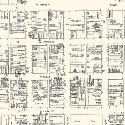 Vintage Map of Chicago Business District, 1929