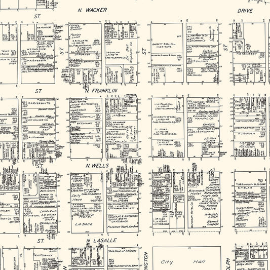Vintage Map of Chicago Business District, 1929
