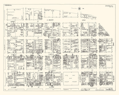 Vintage Map of Chicago Business District, 1929