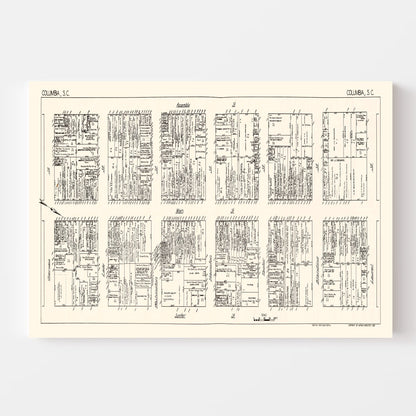 Vintage Map of Columbia, SC Business Section 1929