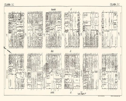 Vintage Map of Columbia, SC Business Section 1929