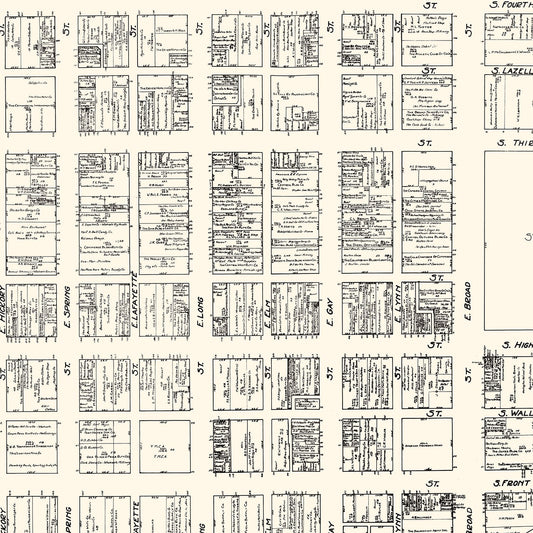 Vintage Map of Columbus, Ohio Business Section, 1929