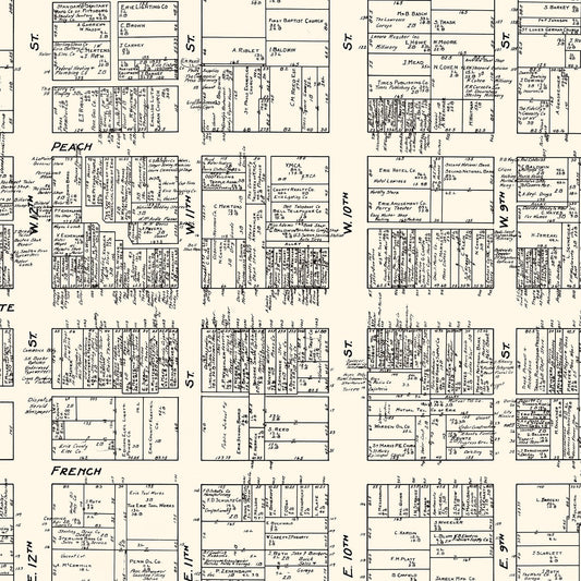 Vintage Map of Erie, PA Business Section, 1929