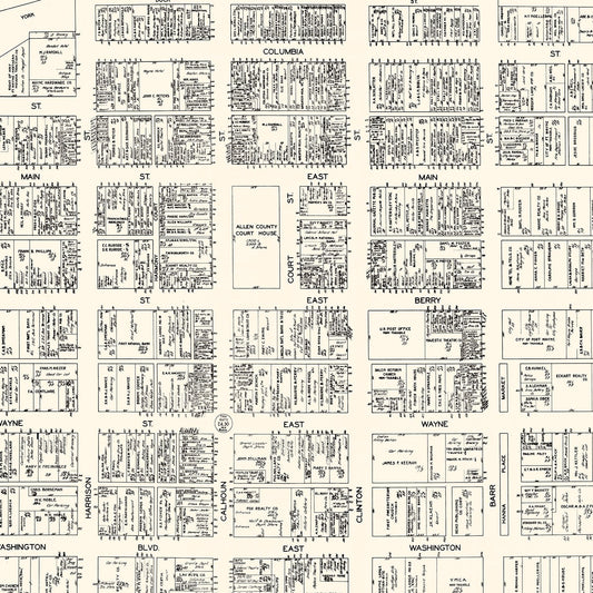 Vintage Map of Fort Wayne, IN Business Section, 1929