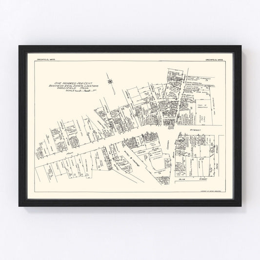 vintage map of Greenfield, Massachusetts, 1929