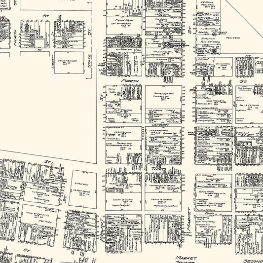 Vintage Map of Harrisburg Business Section, Pennsylvania, 1929