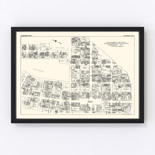 Vintage map of Harrisburg business section, Pennsylvania, 1929