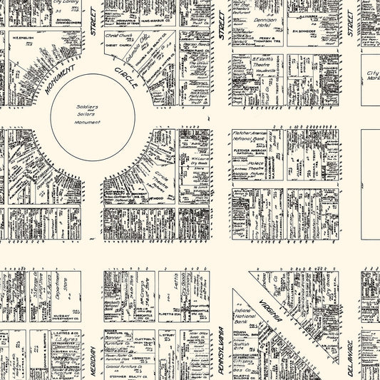 Vintage Map of Indianapolis, Indiana, 1929