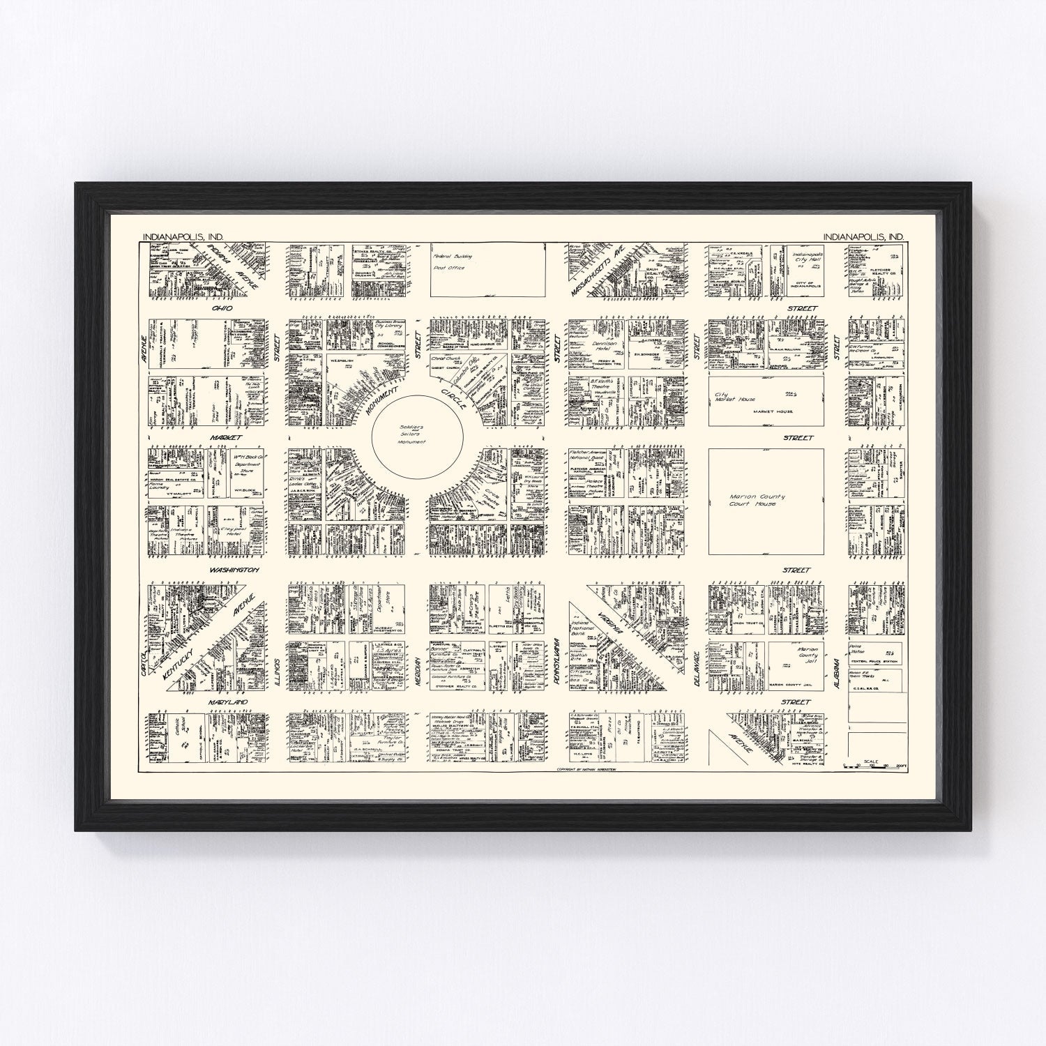 Vintage map of Indianapolis, Indiana, 1929