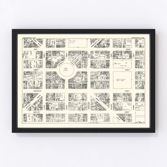 Vintage map of Indianapolis, Indiana, 1929