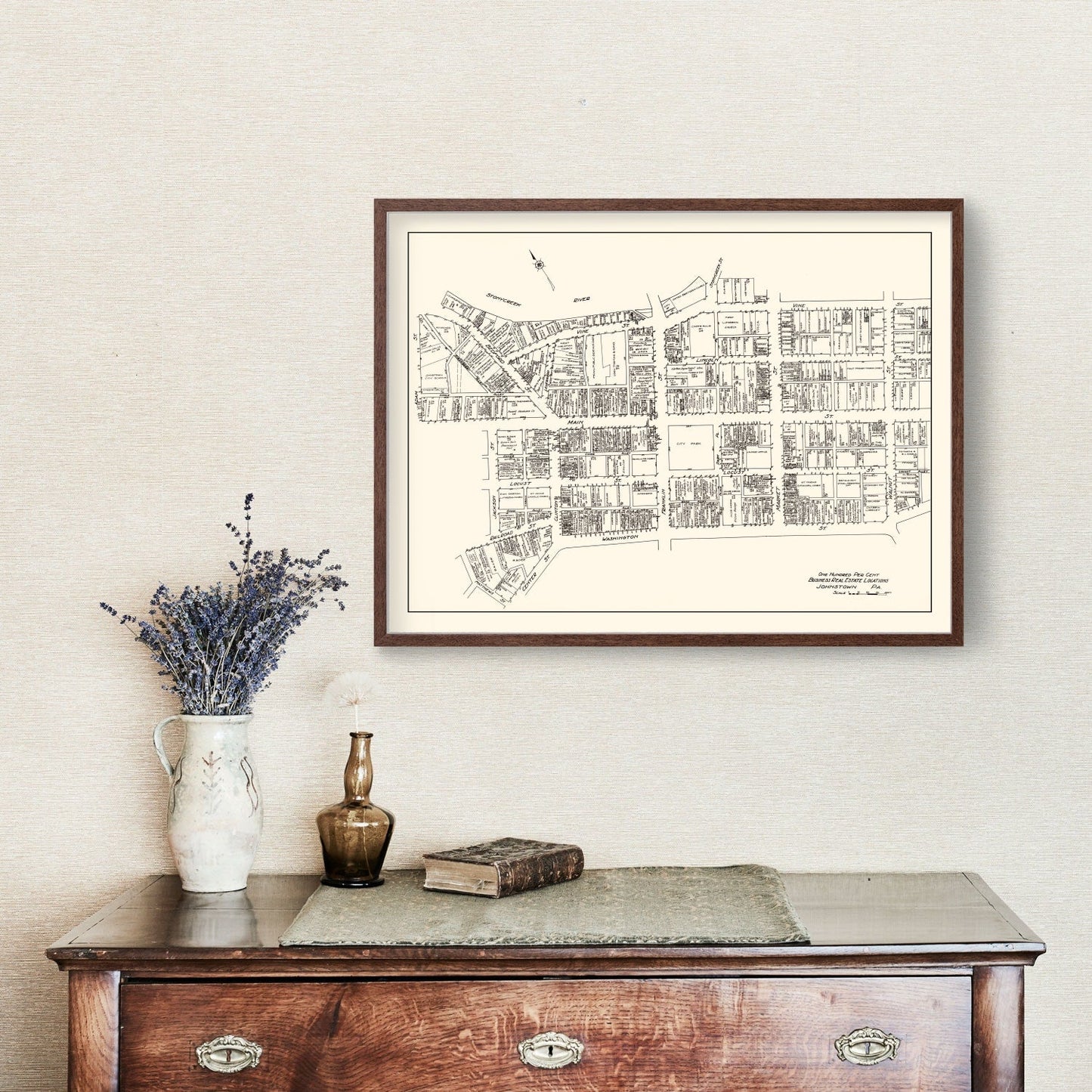Vintage Map of Johnstown, Pennsylvania Business Section, 1929