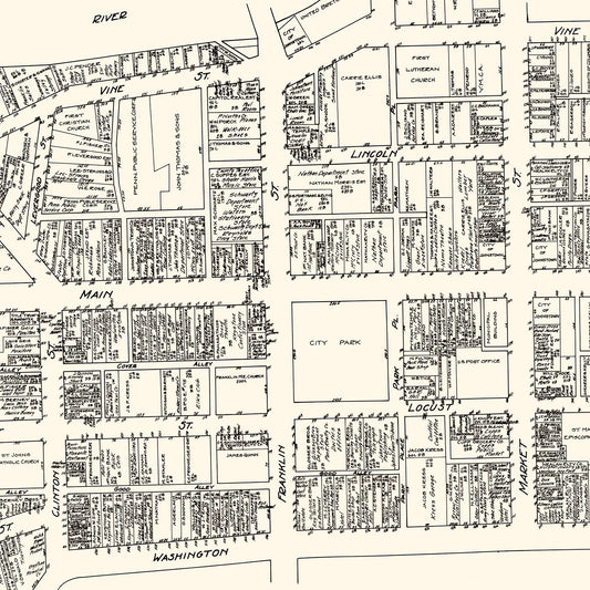 Vintage Map of Johnstown, Pennsylvania Business Section, 1929