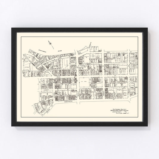 Vintage map of Johnstown, Pennsylvania business section, 1929