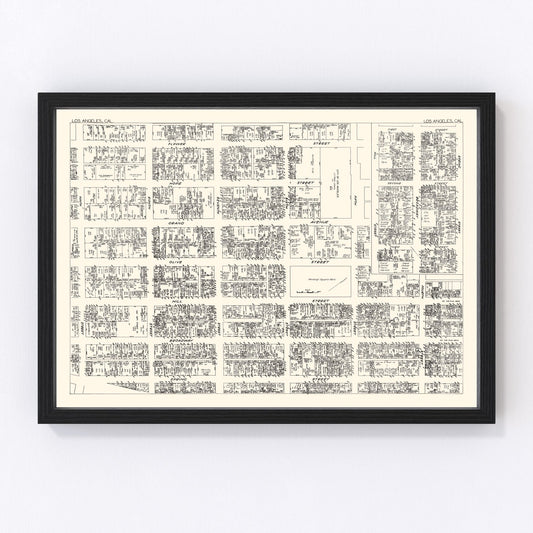 vintage map of Los Angeles business section, California, 1929