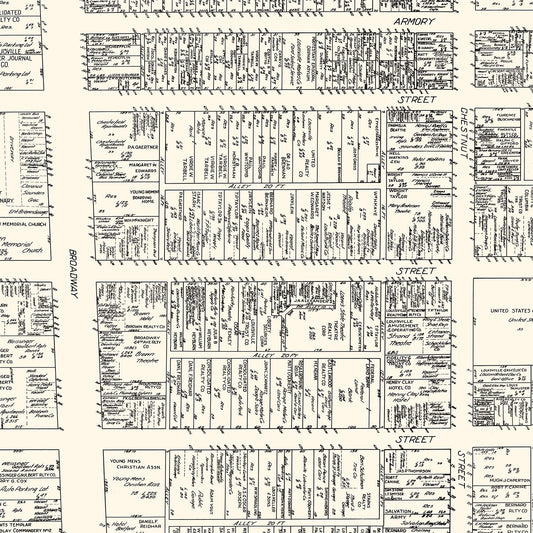 Vintage Map of Louisville, Kentucky Business Section, 1929